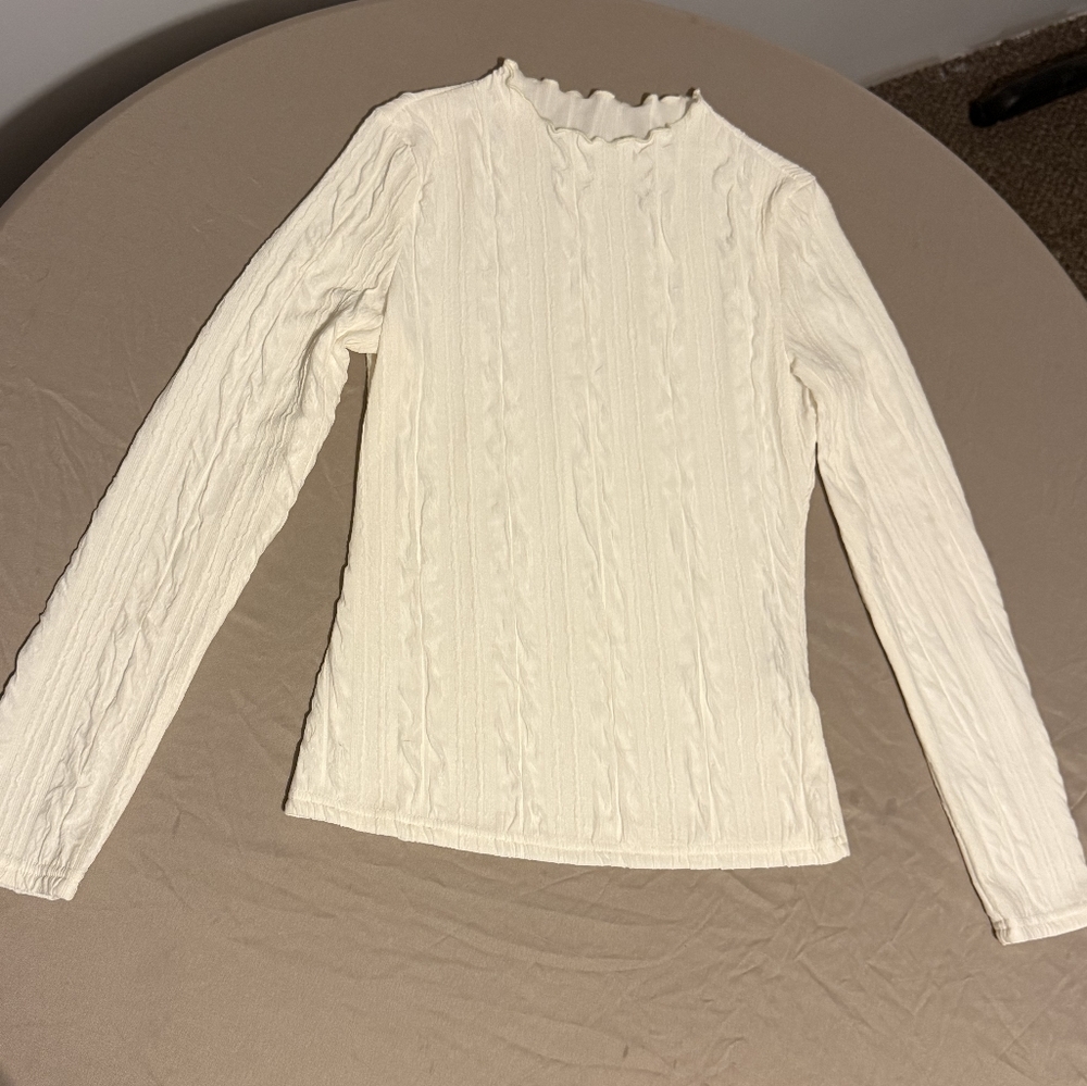 Cream Cable Knit Long Sleeve Top